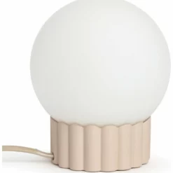 Habitat Ribbed Globe Table Lamp - White & Natural 10 Habitat Ribbed Globe Table Lamp - White & Natural -Habitat Sales Store 4588982 R Z002A