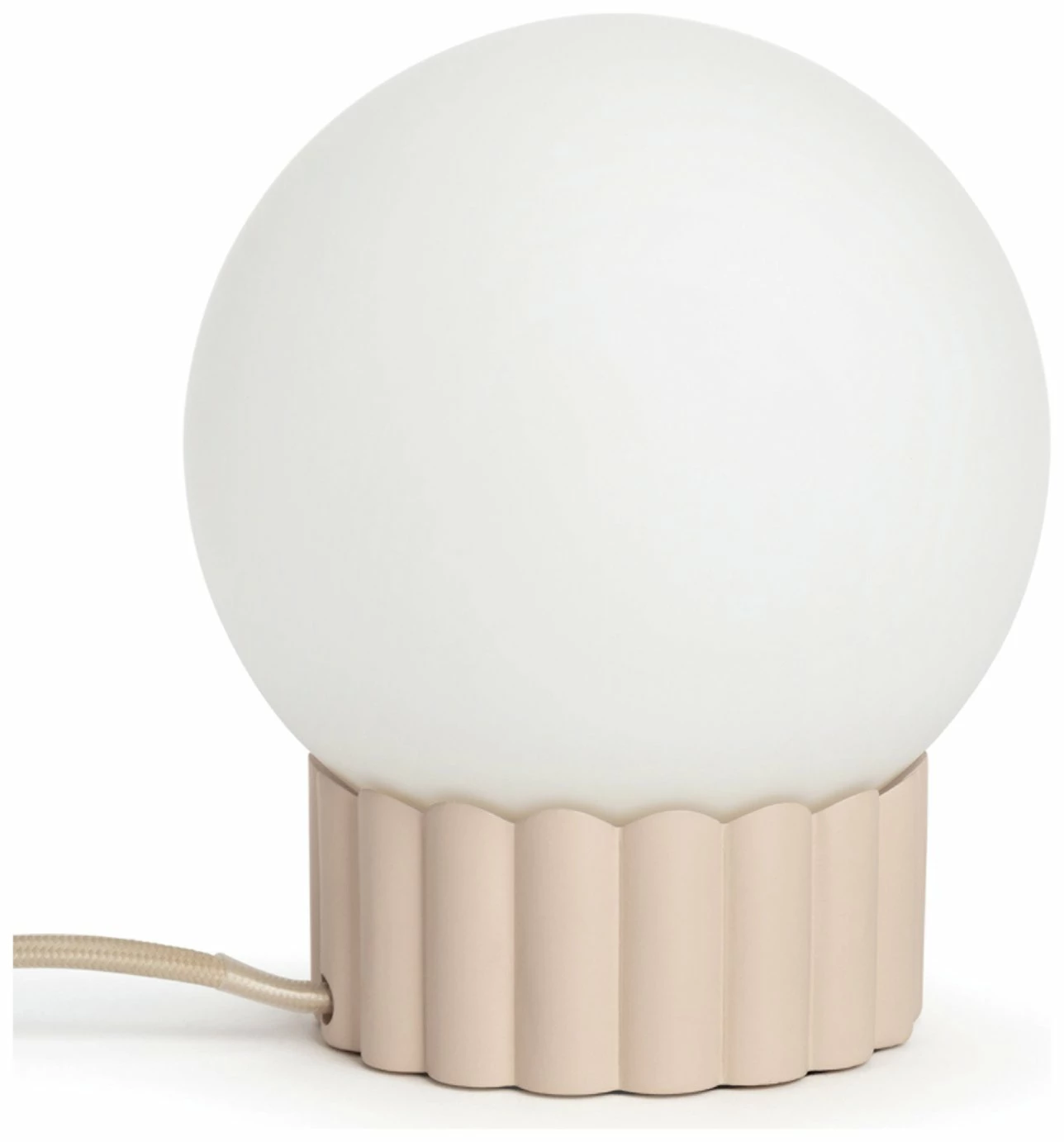 Habitat Ribbed Globe Table Lamp - White & Natural 4 Habitat Ribbed Globe Table Lamp - White & Natural - Image 4