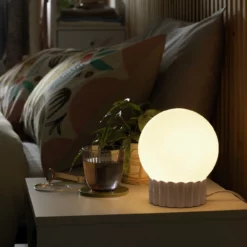 Habitat Ribbed Globe Table Lamp - White & Natural 13 Habitat Ribbed Globe Table Lamp - White & Natural -Habitat Sales Store 4588982 R Z002C