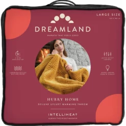 Dreamland Deluxe Velvet Mustard Heated Throw - Large