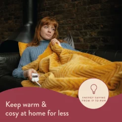 Dreamland Deluxe Velvet Mustard Heated Throw - Large -Habitat Sales Store 4844994 R Z003A