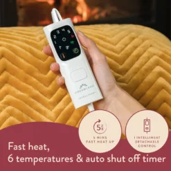 Dreamland Deluxe Velvet Mustard Heated Throw - Large -Habitat Sales Store 4844994 R Z004A