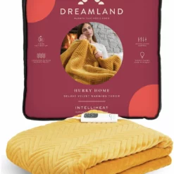 Dreamland Deluxe Velvet Mustard Heated Throw - Large -Habitat Sales Store 4844994 R Z008A