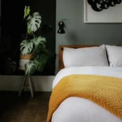 Dreamland Deluxe Velvet Mustard Heated Throw - Large -Habitat Sales Store 4844994 R Z011A