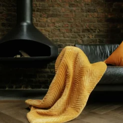 Dreamland Deluxe Velvet Mustard Heated Throw - Large -Habitat Sales Store 4844994 R Z013A