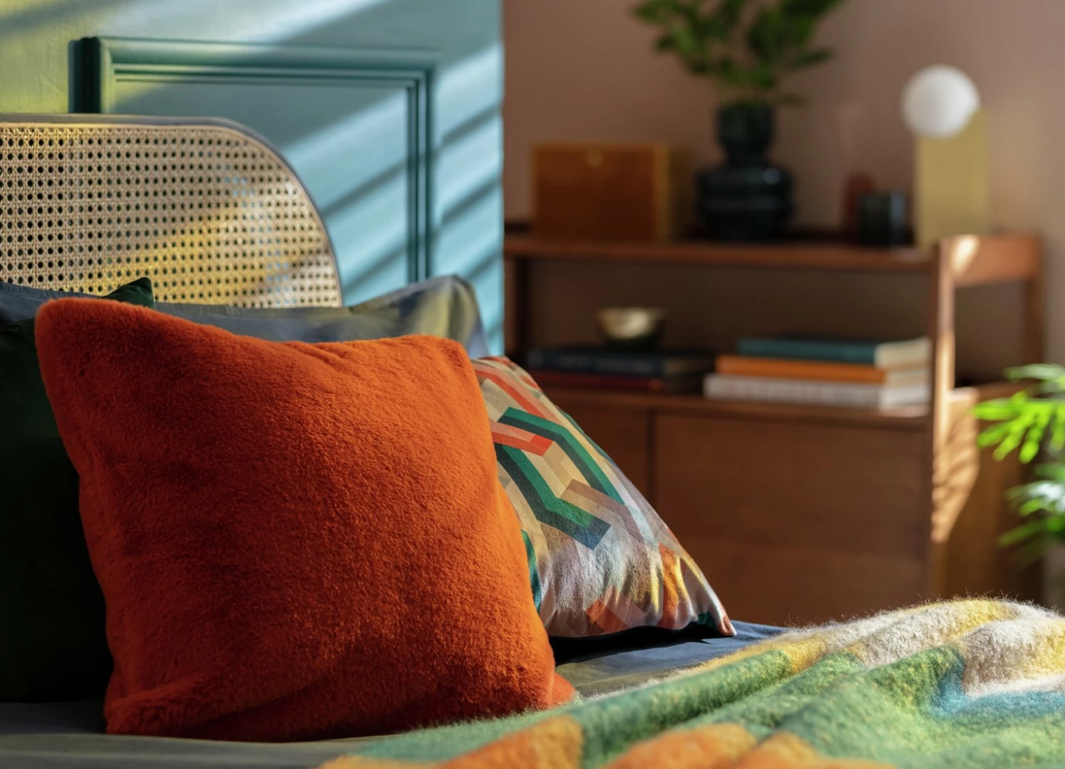 Habitat Plain Faux Fur Cushion - Burnt Orange - 43X43cm 2 Habitat Plain Faux Fur Cushion - Burnt Orange - 43X43cm - Image 2