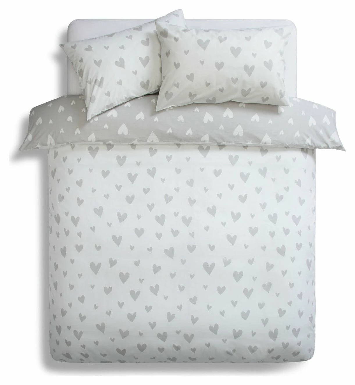 Habitat Hearts Grey & White Bedding Set - Single 3 Habitat Hearts Grey & White Bedding Set - Single - Image 3