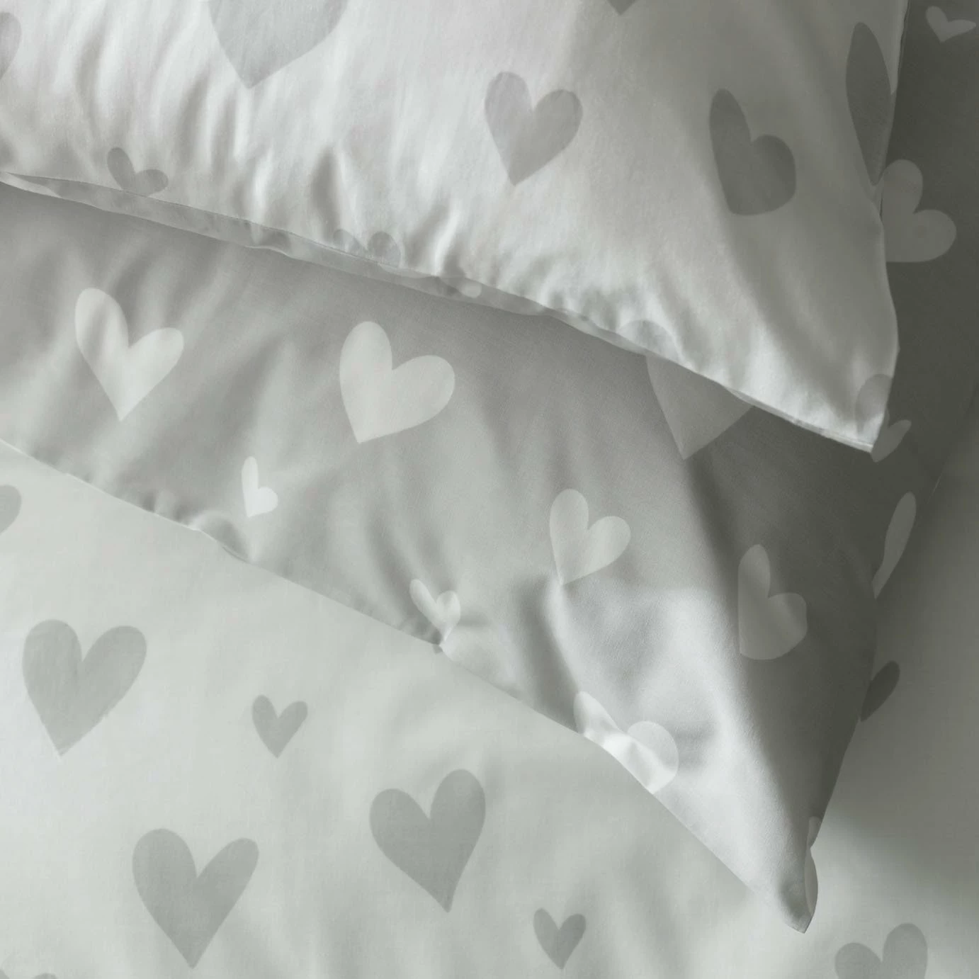 Habitat Hearts Grey & White Bedding Set - Single 4 Habitat Hearts Grey & White Bedding Set - Single - Image 4