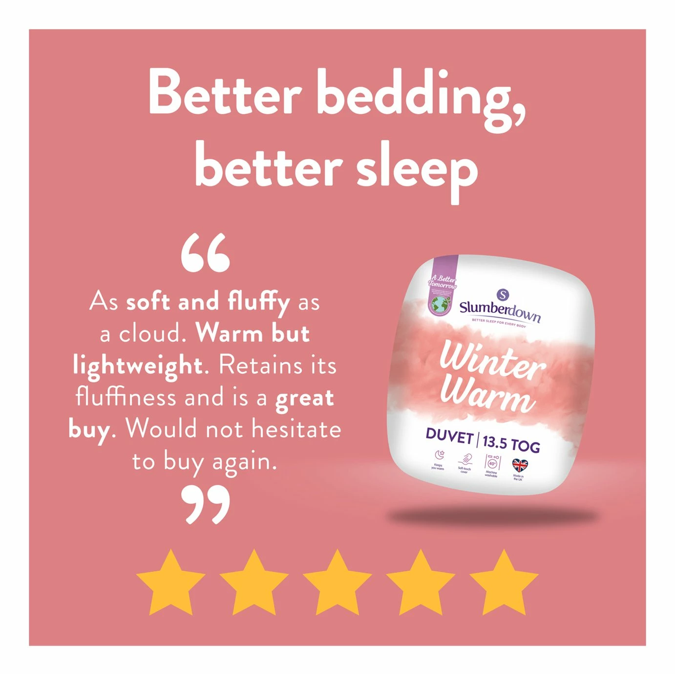 Slumberdown Winter Warm 13.5 Tog Duvet - Single 2 Slumberdown Winter Warm 13.5 Tog Duvet - Single - Image 2