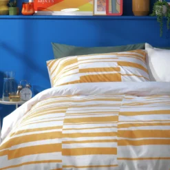 Habitat Stripe Mustard & White Bedding Set - Single