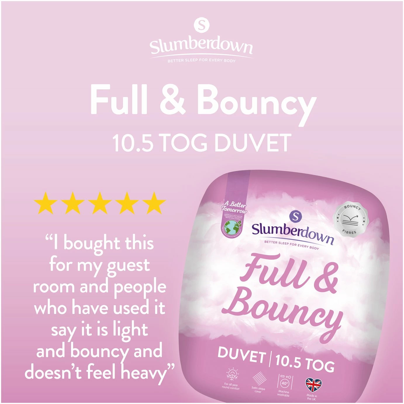 Slumberdown Full And Bouncy 10.5 Tog Duvet - Single 2 Slumberdown Full And Bouncy 10.5 Tog Duvet - Single - Image 2