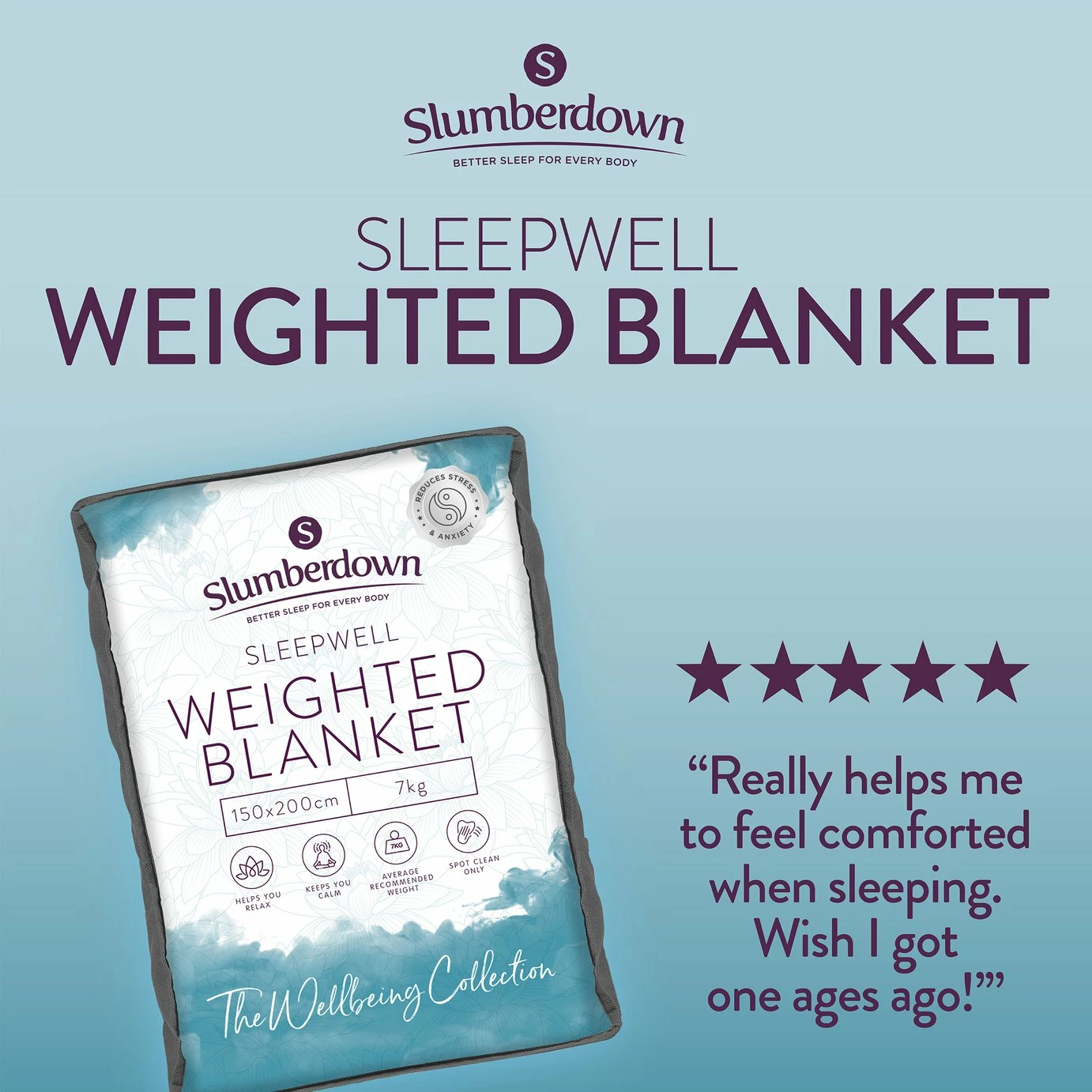 Slumberdown Wellbeing Weighted Adults Blanket - 7kg 2 Slumberdown Wellbeing Weighted Adults Blanket - 7kg - Image 2