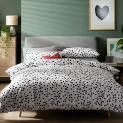 Habitat Cotton Dot Penny White & Black Bedding Set - Single -Habitat Sales Store 9199747 R Z004A