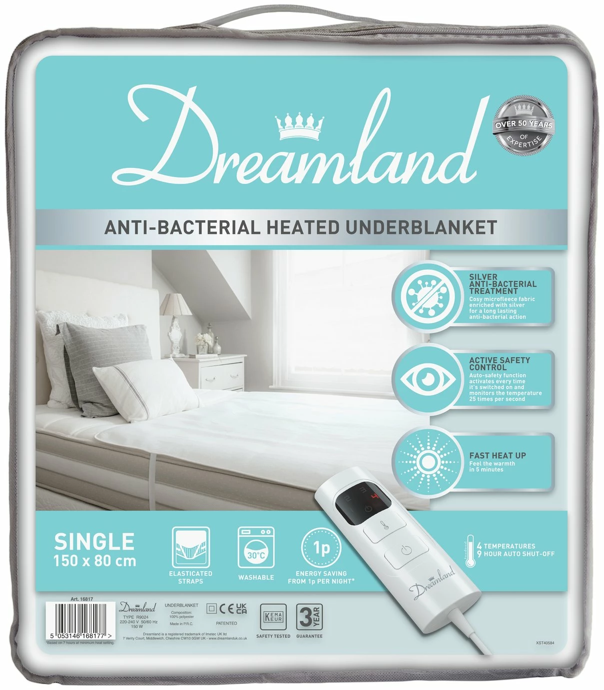 Dreamland Antibacterial Heated Underblanket - Single 1 Dreamland Antibacterial Heated Underblanket - Single
