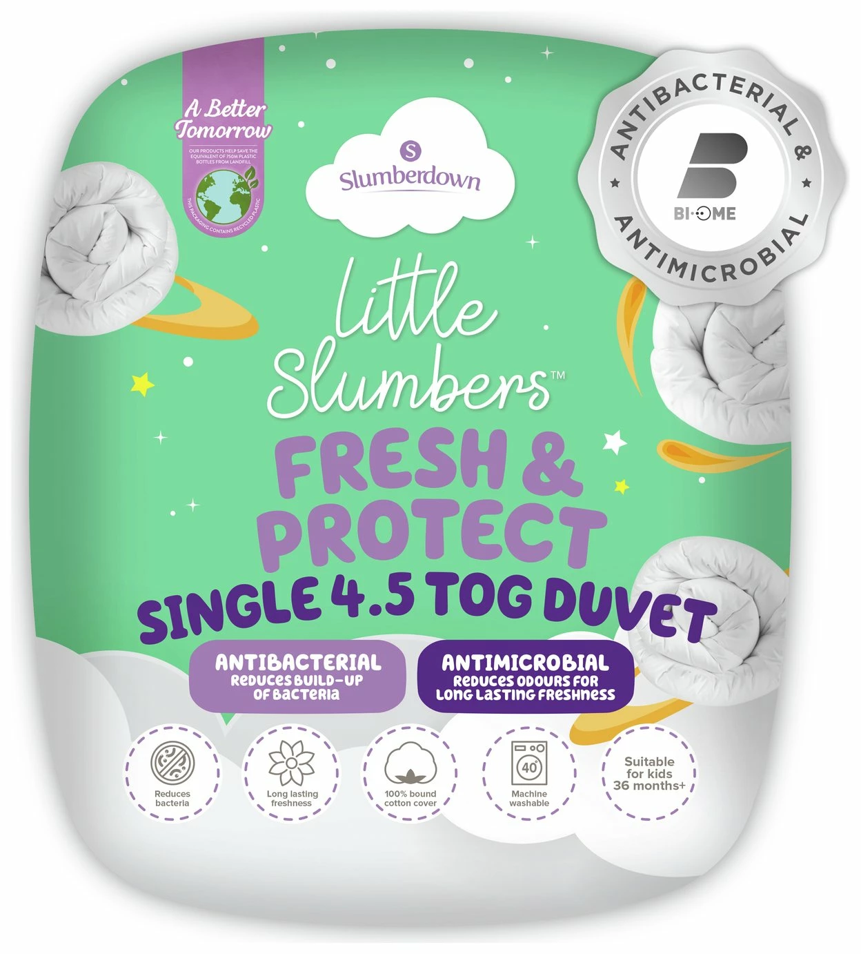Slumberdown Anti Bacterial 4.5 Tog Kids Duvet - Single 1 Slumberdown Anti Bacterial 4.5 Tog Kids Duvet - Single
