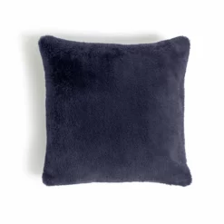 Habitat Plain Faux Fur Cushion - Navy - 43x43cm