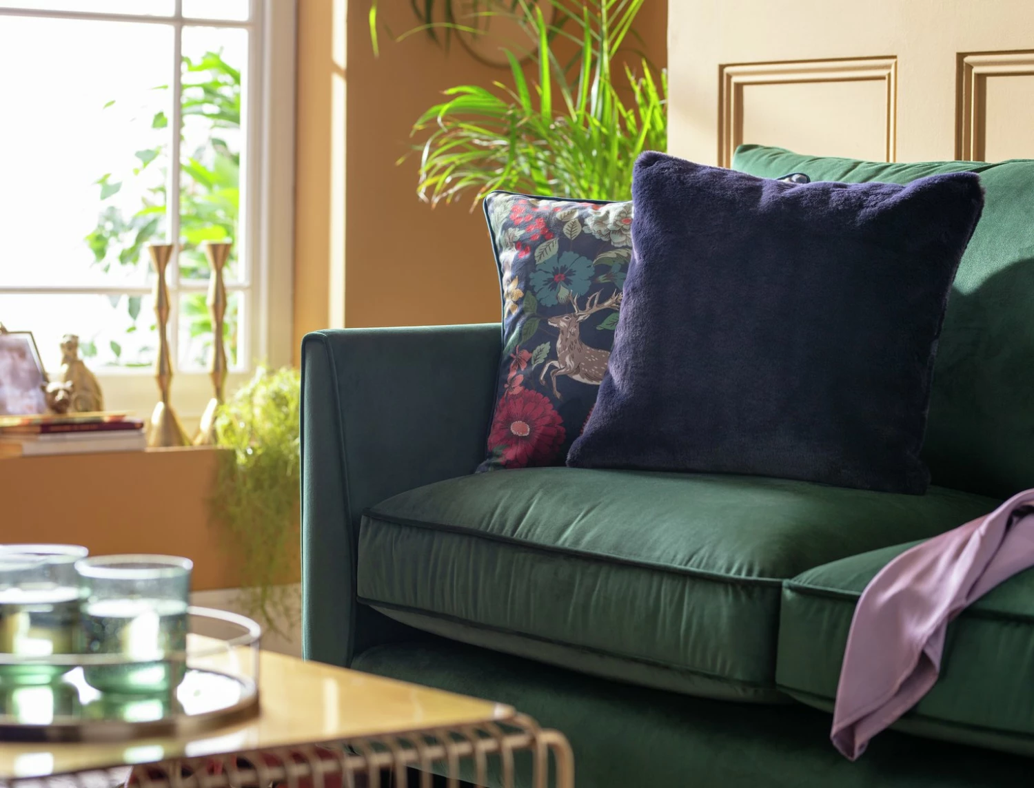 Habitat Plain Faux Fur Cushion - Navy - 43x43cm 2 Habitat Plain Faux Fur Cushion - Navy - 43x43cm - Image 2