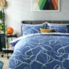 Habitat Linear Pebbles Blue & White Bedding Set - Single