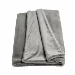 Habitat Faux Fur Plain Throw - Grey - 125x150cm