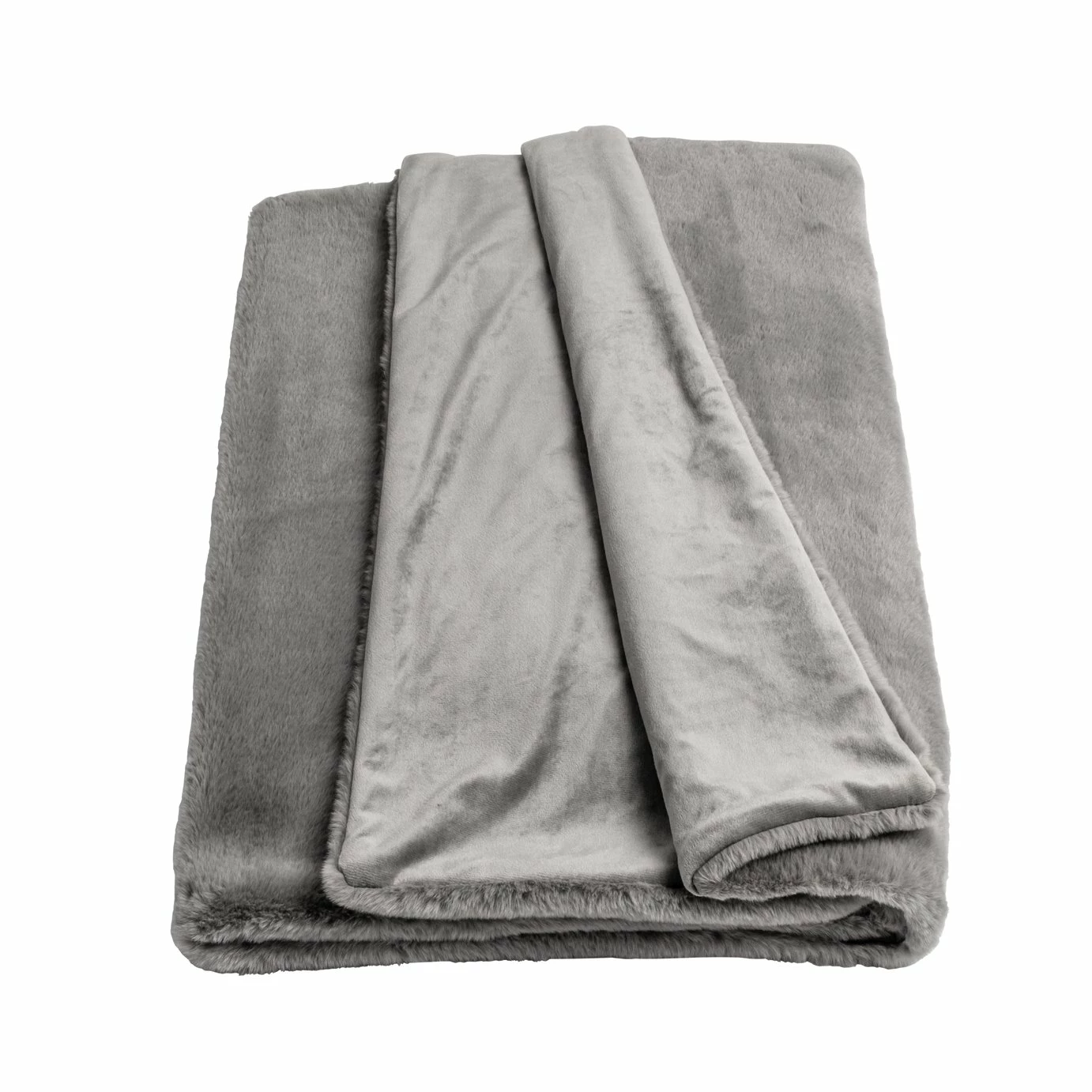 Habitat Faux Fur Plain Throw - Grey - 125x150cm 1 Habitat Faux Fur Plain Throw - Grey - 125x150cm