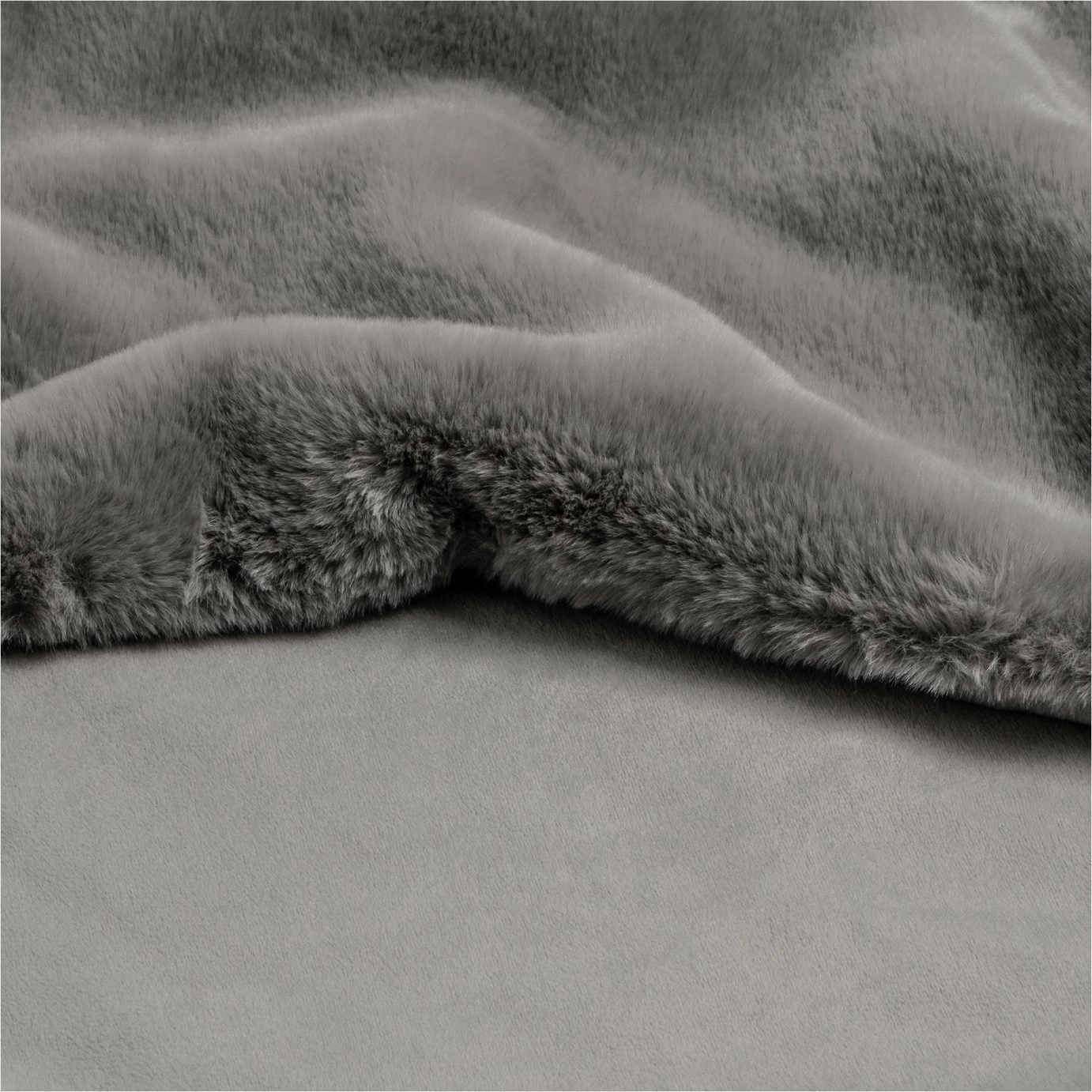 Habitat Faux Fur Plain Throw - Grey - 125x150cm 4 Habitat Faux Fur Plain Throw - Grey - 125x150cm - Image 4