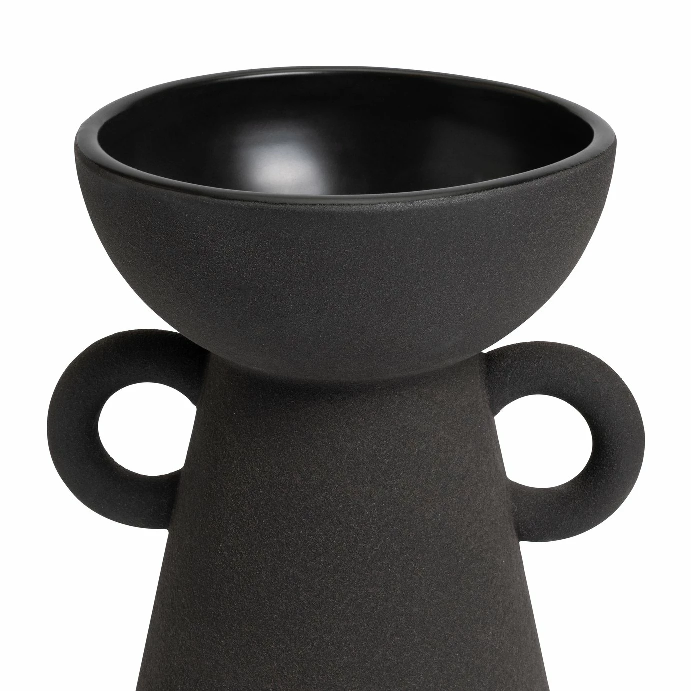 Habitat Large Ceramic Vase With Handles - Black 4 Habitat Large Ceramic Vase With Handles - Black - Image 4