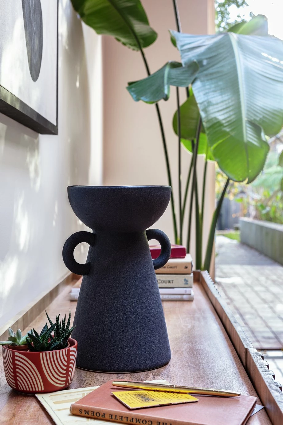 Habitat Large Ceramic Vase With Handles - Black 5 Habitat Large Ceramic Vase With Handles - Black - Image 5