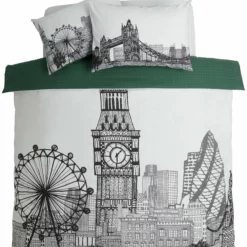 Habitat London Skyline Print Black &White Bedding Set-Single 10 Habitat London Skyline Print Black &White Bedding Set-Single -Habitat Sales Store 9511026 R Z002A