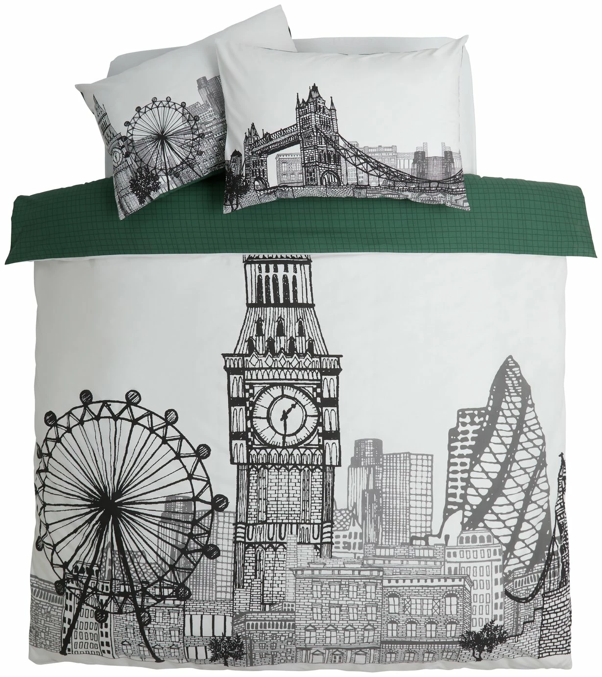 Habitat London Skyline Print Black &White Bedding Set-Single 3 Habitat London Skyline Print Black &White Bedding Set-Single - Image 3