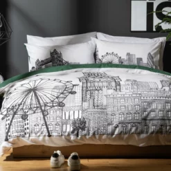 Habitat London Skyline Print Black &White Bedding Set-Single 13 Habitat London Skyline Print Black &White Bedding Set-Single -Habitat Sales Store 9511026 R Z005A