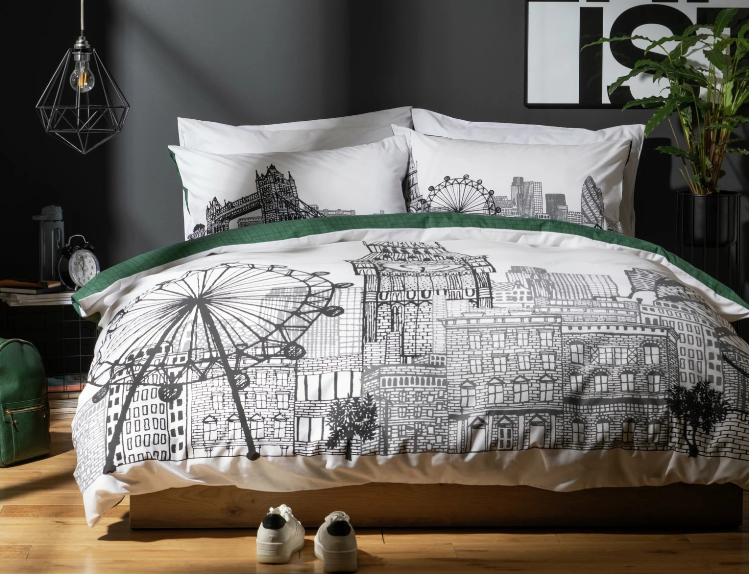 Habitat London Skyline Print Black &White Bedding Set-Single 6 Habitat London Skyline Print Black &White Bedding Set-Single - Image 6