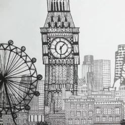 Habitat London Skyline Print Black &White Bedding Set-Single 15 Habitat London Skyline Print Black &White Bedding Set-Single -Habitat Sales Store 9511026 R Z017A