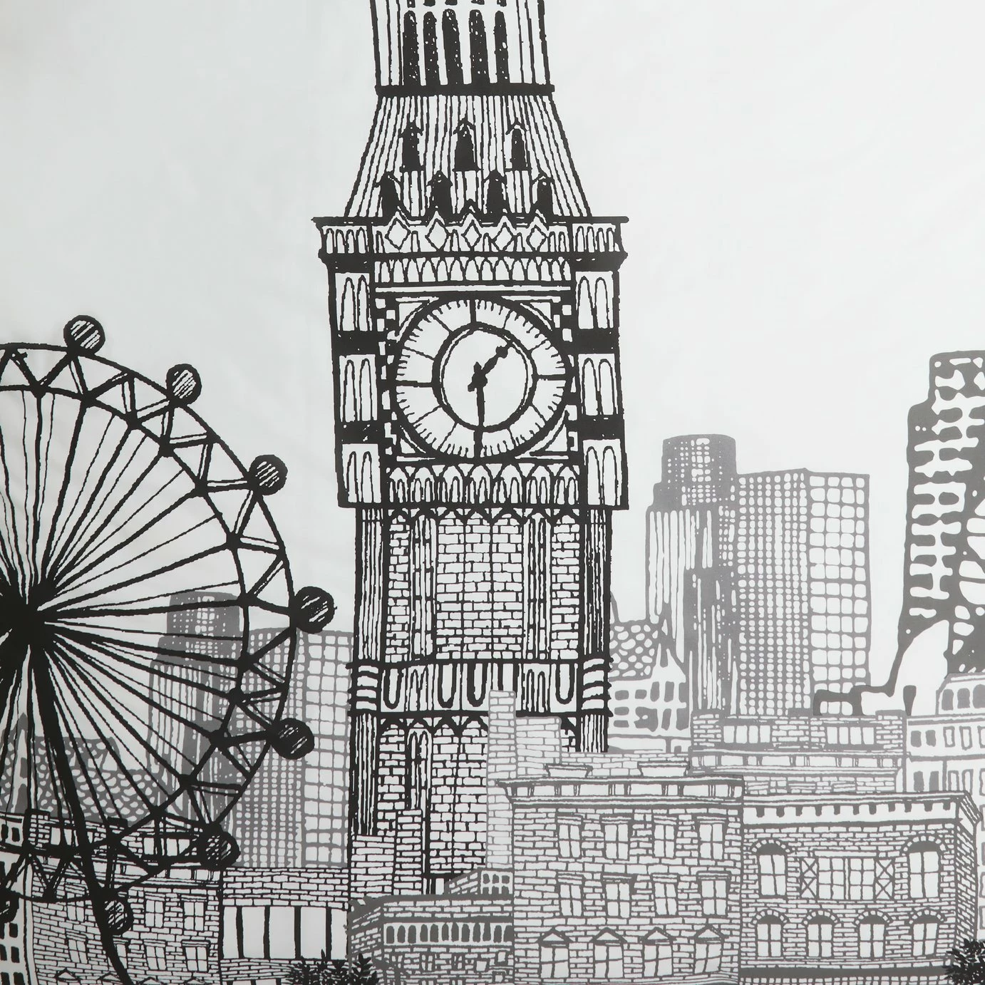 Habitat London Skyline Print Black &White Bedding Set-Single 8 Habitat London Skyline Print Black &White Bedding Set-Single - Image 8