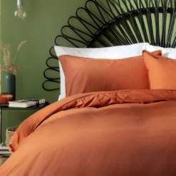 Habitat Cotton Linen Plain Rust Bedding Set - Double -Habitat Sales Store 9513914 R Z004A
