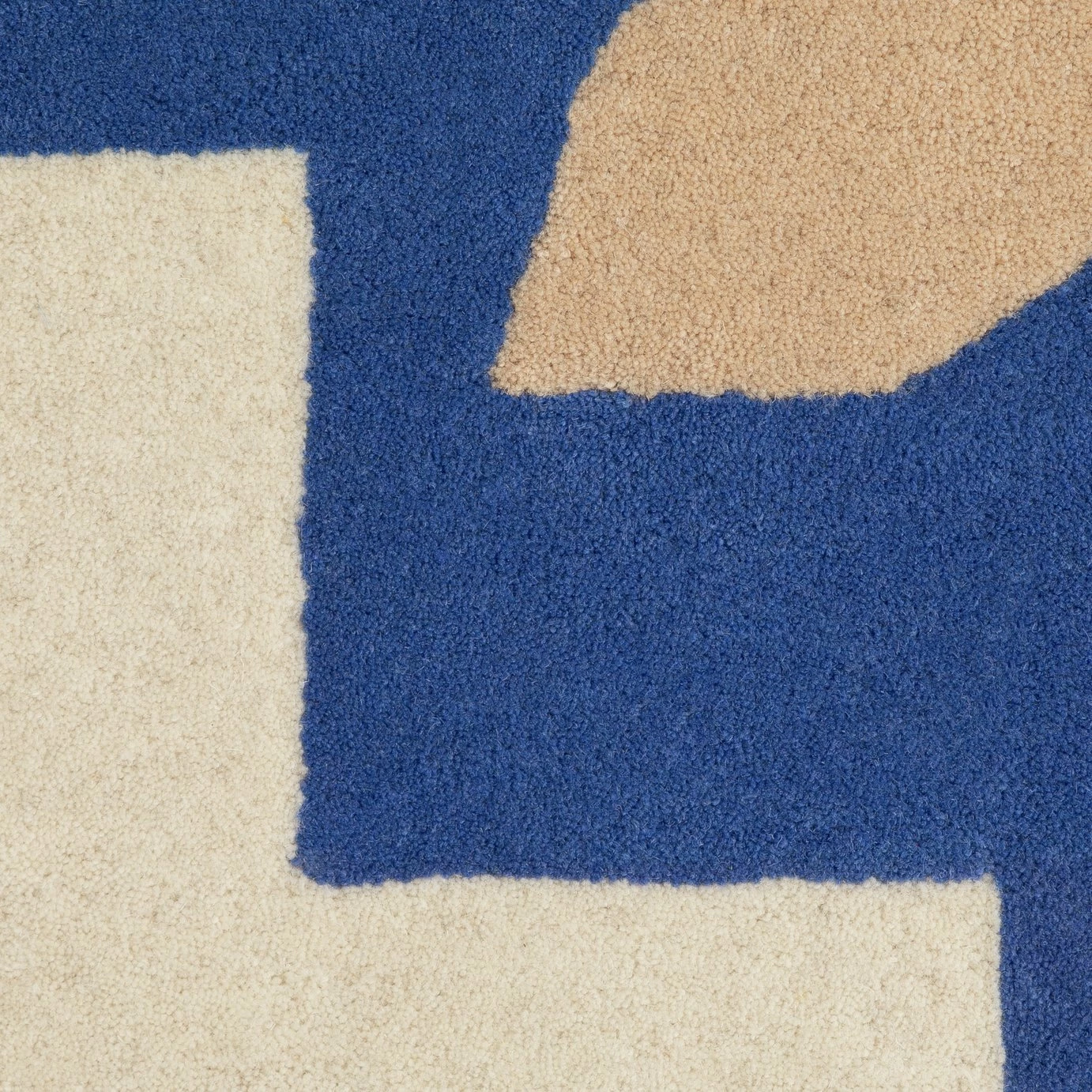 Habitat Arch Palm Wool Rug - Cream & Blue - 120x170cm 3 Habitat Arch Palm Wool Rug - Cream & Blue - 120x170cm - Image 3