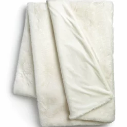 Habitat Faux Fur Plain Throw - Cream - 125x150cm
