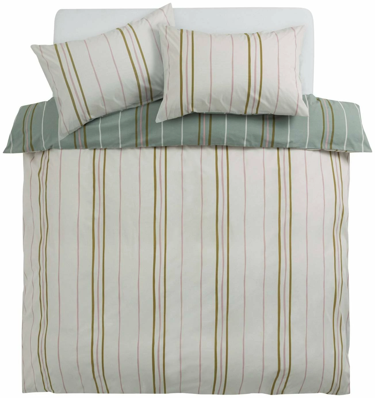 Habitat 180TC Sage Stripe Green Bedding Set - Single 3 Habitat 180TC Sage Stripe Green Bedding Set - Single - Image 3