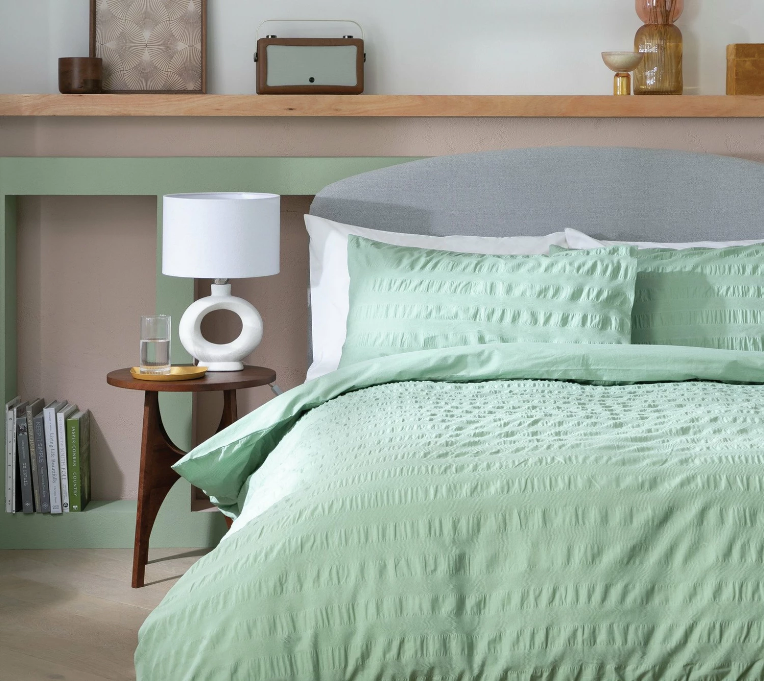 Habitat Reset Seersucker Sage Green Bedding Set - Single 1 Habitat Reset Seersucker Sage Green Bedding Set - Single