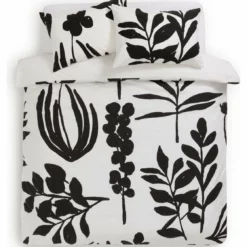 Habitat Cotton Floral Black & White Bedding Set - Double -Habitat Sales Store 9547791 R Z002A