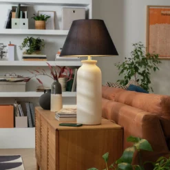 Habitat Hashi Ceramic Table Lamp - Off White & Black