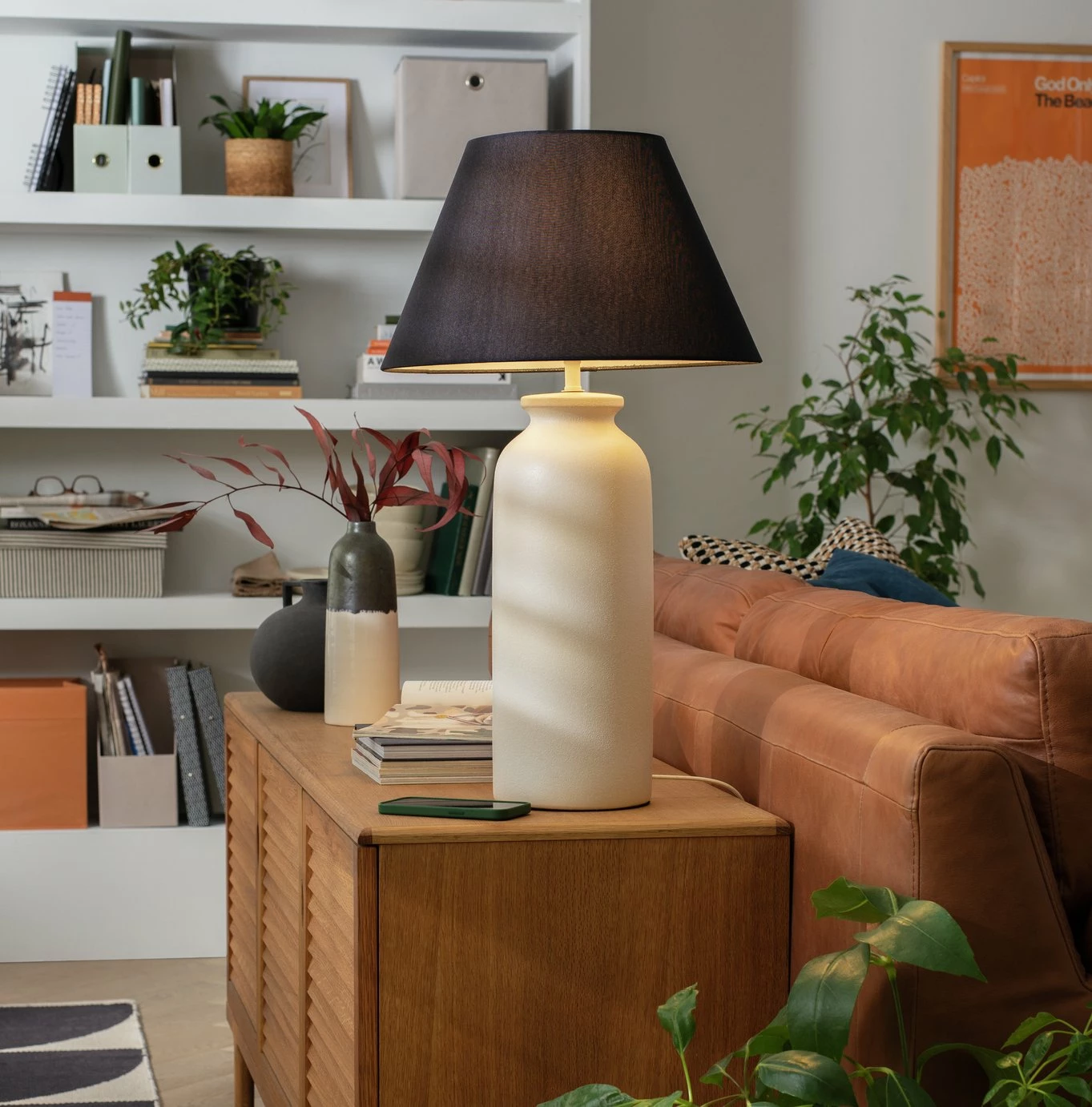 Habitat Hashi Ceramic Table Lamp - Off White & Black 1 Habitat Hashi Ceramic Table Lamp - Off White & Black