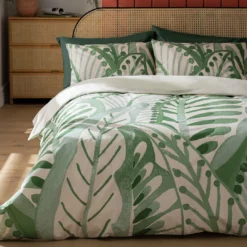 Habitat Cotton 180TC Maxi Leaf Green Bedding Set - Single