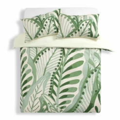 Habitat Cotton 180TC Maxi Leaf Green Bedding Set - Single -Habitat Sales Store 9555374 R Z002A