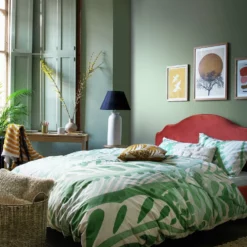 Habitat Cotton 180TC Maxi Leaf Green Bedding Set - Single -Habitat Sales Store 9555374 R Z005C