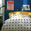 Habitat Cotton Tufted Spot White & Black Bedding Set -Single