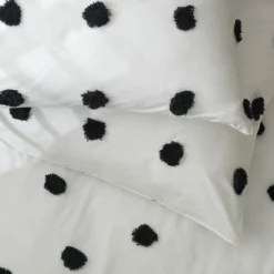 Habitat Cotton Tufted Spot White & Black Bedding Set -Single -Habitat Sales Store 9560651 R Z003A