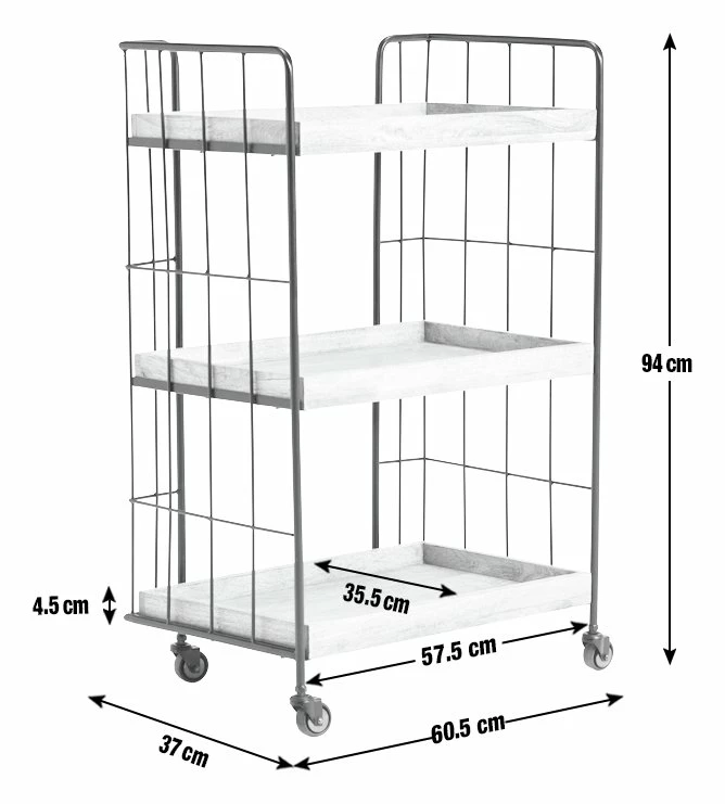 Habitat Kai Wood Drinks Trolley - Black & Mango 3 Habitat Kai Wood Drinks Trolley - Black & Mango - Image 3