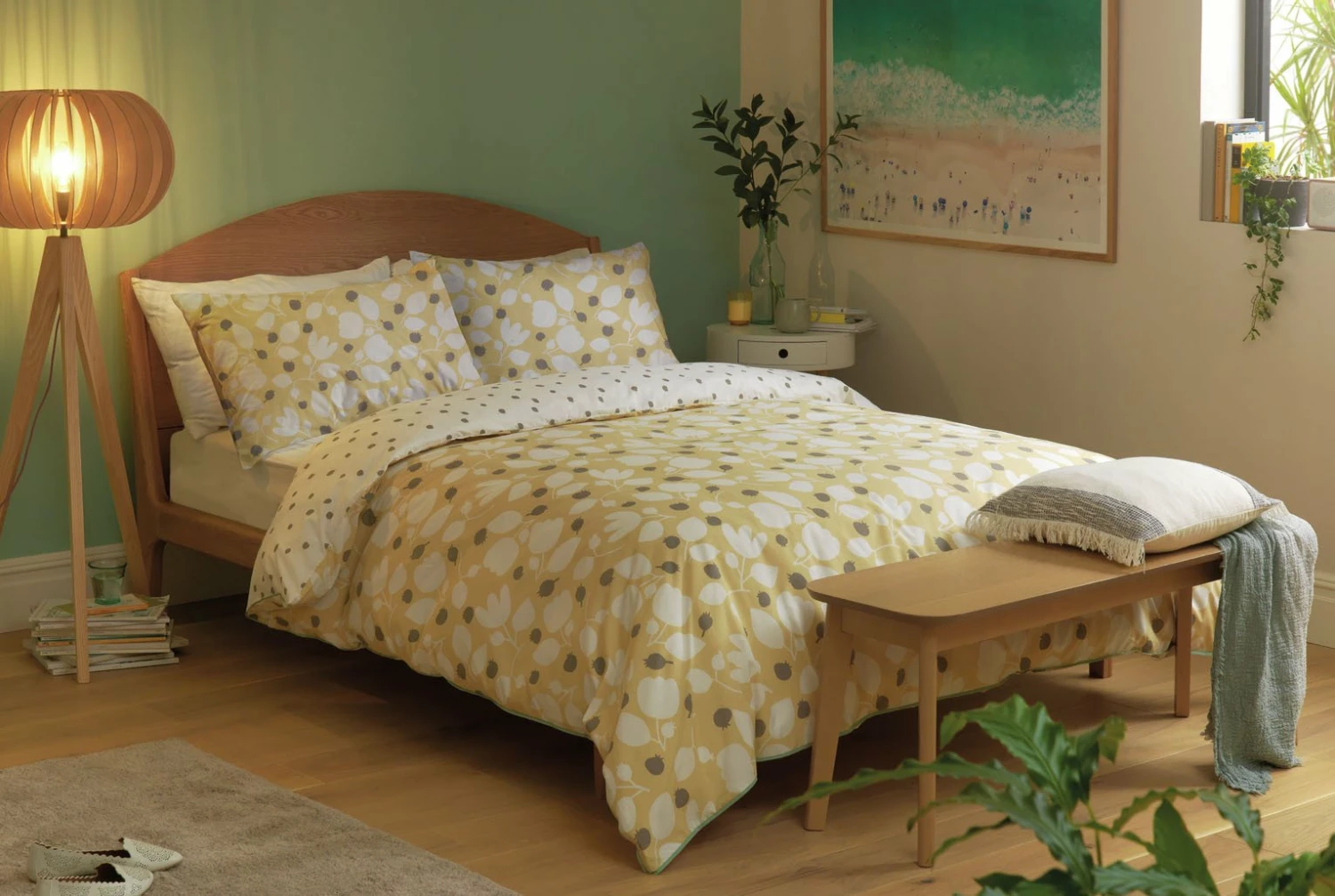 Habitat Scandi Floral Yellow & White Bedding Set - Single 1 Habitat Scandi Floral Yellow & White Bedding Set - Single