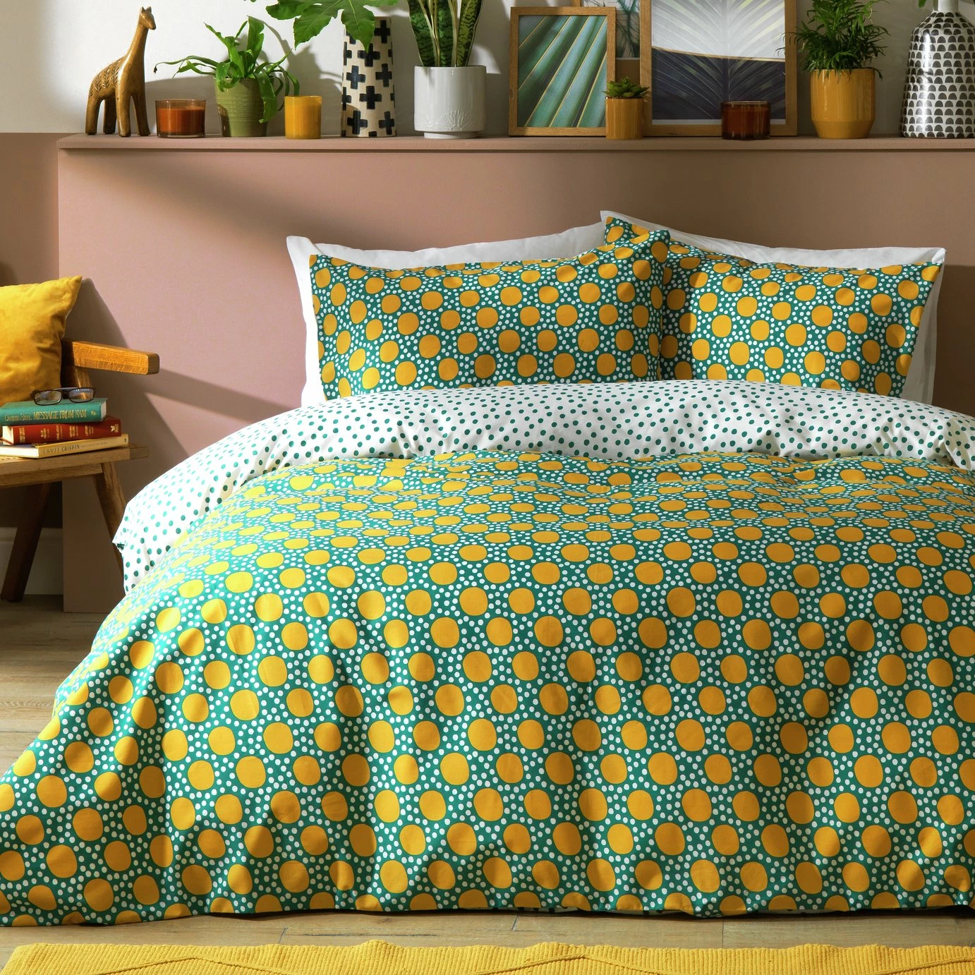 Habitat Sunburst Geo Green & Mustard Bedding Set - Single 1 Habitat Sunburst Geo Green & Mustard Bedding Set - Single