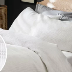 Habitat Cotton Waffle Plain White Bedding Set - Single -Habitat Sales Store 9607064 R Z004A